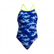 FUNKITA Girls Diamond Back One-Piece Swimsuit - Clean Marine